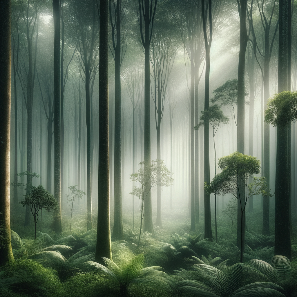 Tranquil forest scene promoting calmness and relaxation for sleep