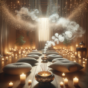 calming meditation setting with tranquil ambience