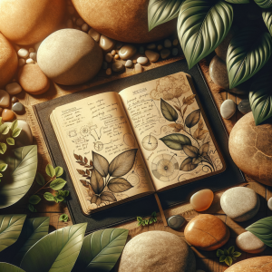 A serene, open journal with handwritten business ideas