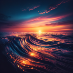 Calm ocean waves during sunset for relaxation
