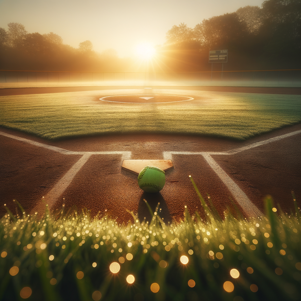 sun rising over a serene softball field