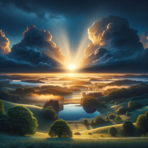 A sunrise breaking through clouds symbolizing personal growth and new beginnings