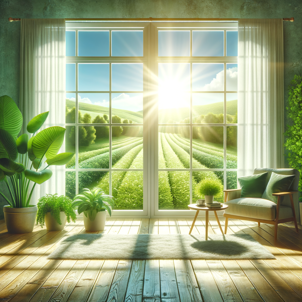 light filled room with open windows and flourishing plants