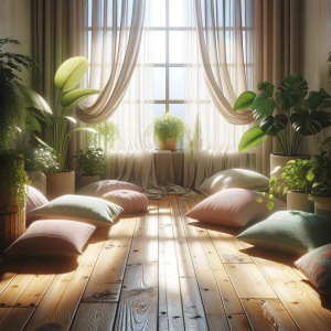calming meditation space with soft lighting