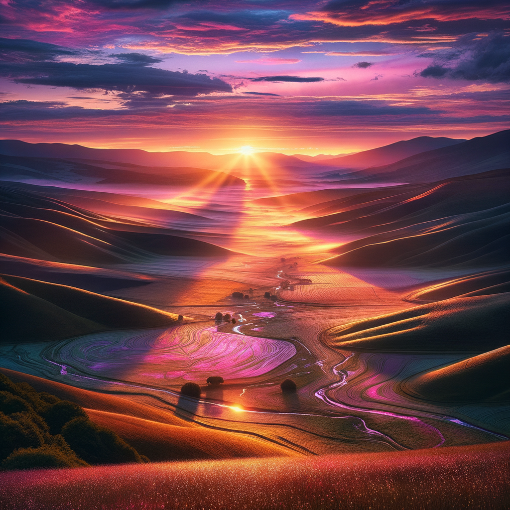A tranquil sunrise over a vast valley, suggesting new beginnings