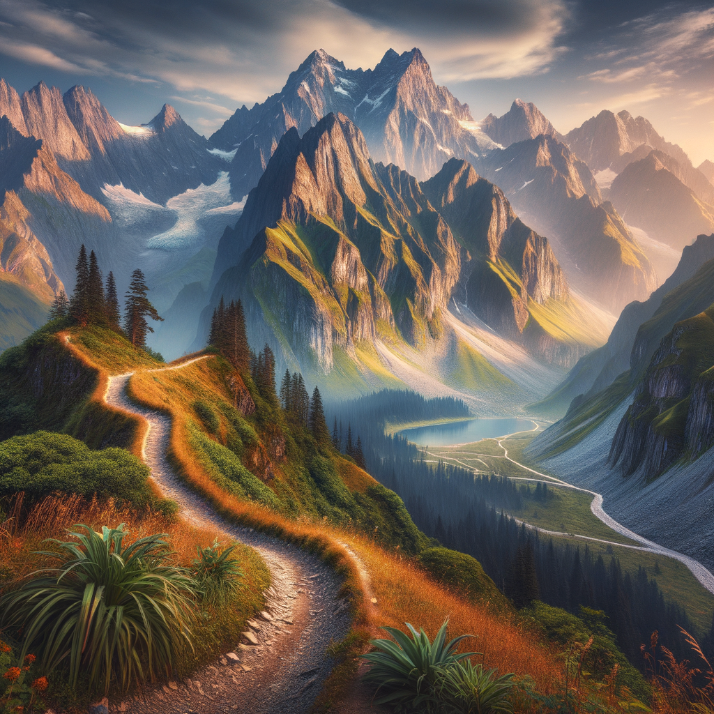 Scenic mountain trail invoking endurance and focus