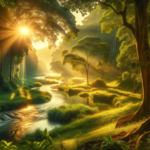 A peaceful and serene landscape illustrating calmness and tranquility