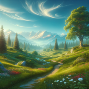 A calming and serene natural landscape representing relaxation