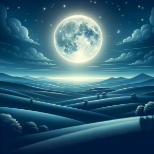 calm night sky featuring a luminous full moon casting gentle light