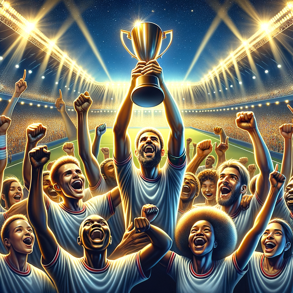 Team celebrating victory to represent success and achievement