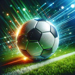 Soccer ball with focus lights on the field