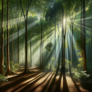 Calming ambient scene depicting tranquility for hypnosis healing audio