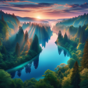 Calming landscape with serene blue tones for hypnosis ambiance