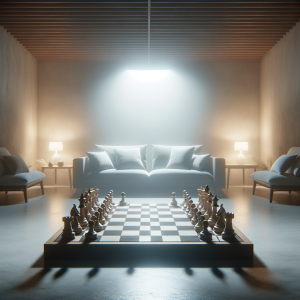Chess board with strategic focus and mindfulness
