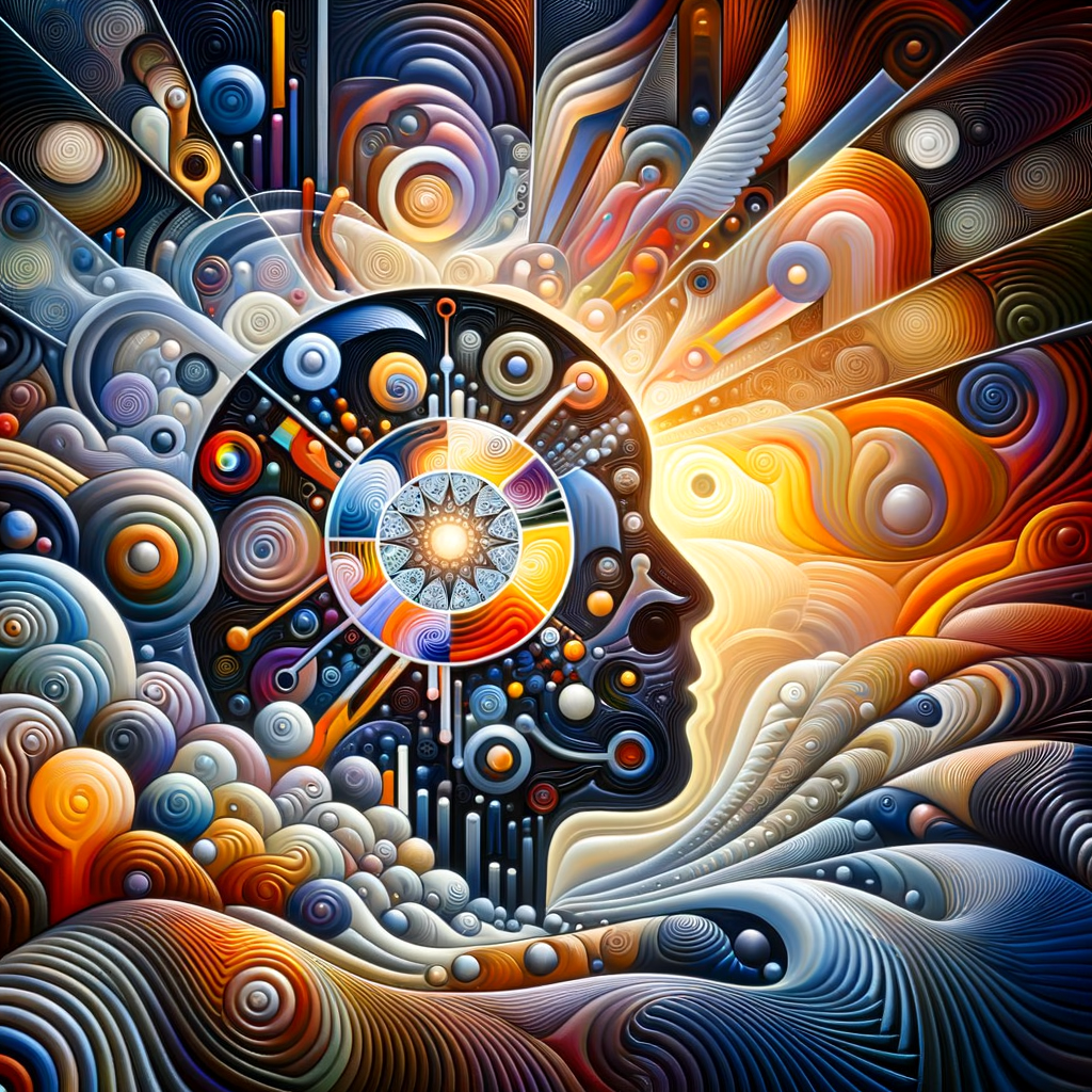 Digital illustration of a serene, abstract mindscape to symbolize inner focus