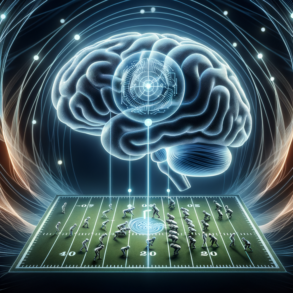 Visualization of a brain and football strategy with hypnotic patterns