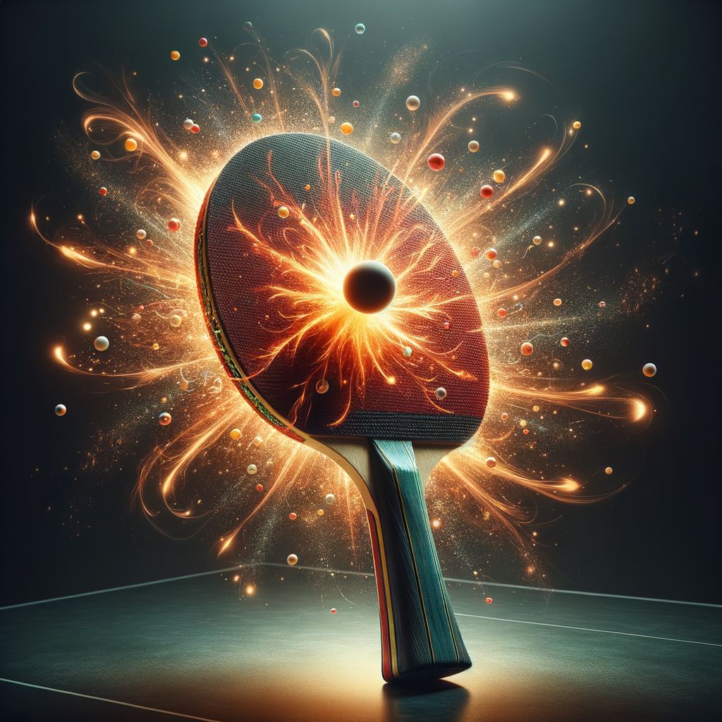 Dynamic sparks of inspiration around a table tennis paddle
