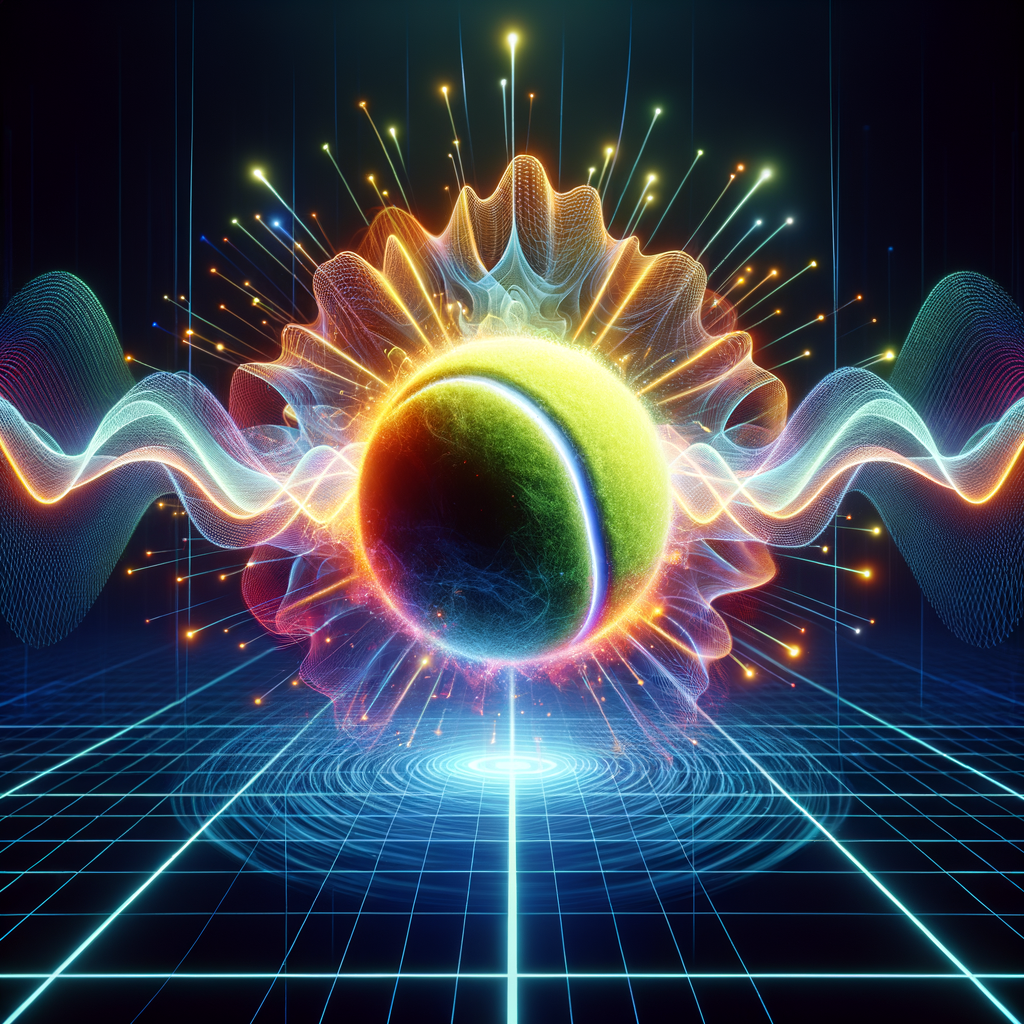 abstract energy waves surrounding a tennis ball