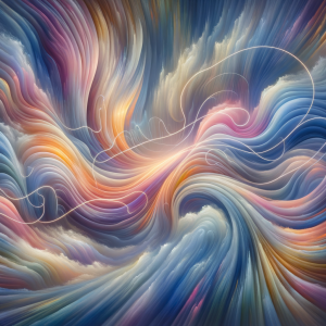 Calming sound waves and gentle colors representing therapeutic audio