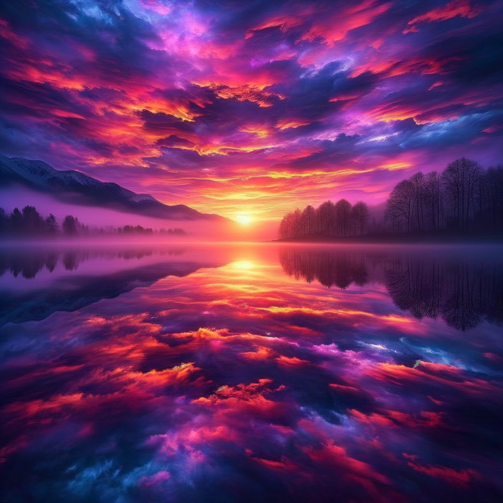 Tranquil lake reflecting a peaceful dawn as a metaphor for a fresh start