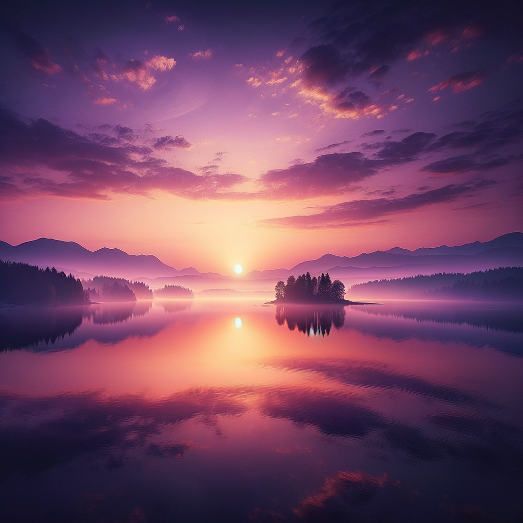 Calm lake with a sunrise background symbolizing new beginnings