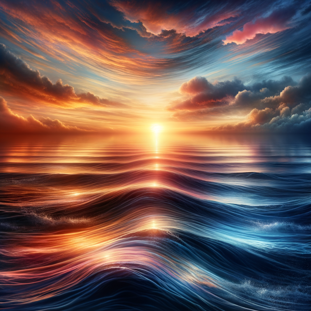 Serene ocean waves at sunrise, symbolizing peace and potential
