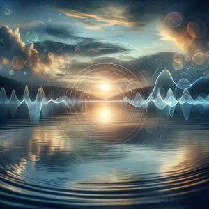 Soft sound waves blending into a calming ocean or lake scene