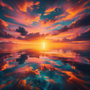 A serene sunset over a calm ocean, symbolizing emotional balance.