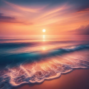 Beautiful sunset casting warm light over a tranquil ocean reflecting clarity and peace