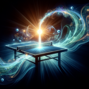 Ethereal table tennis table glowing with potential energy