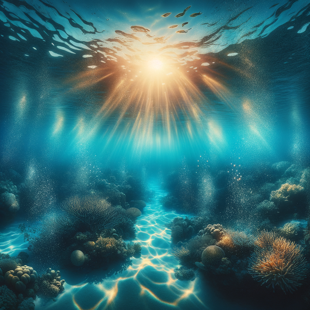 Underwater scene with sunlight streaming through, representing peace and calmness with hypnosis.