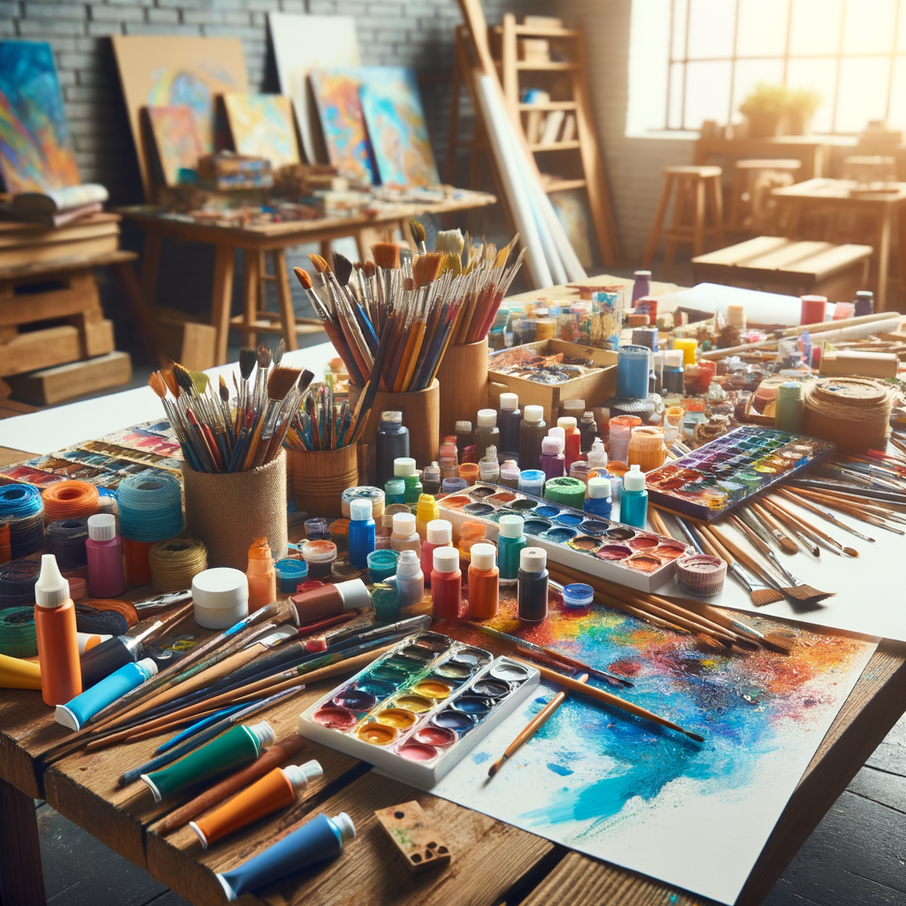 vibrant and creative art supplies on a tabletop