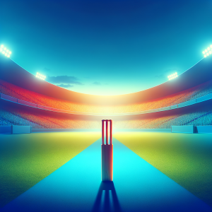 Cricketer in deep focus amidst an empty stadium