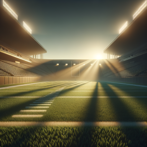 Tranquil football field at dawn highlighting potential and calm before a match
