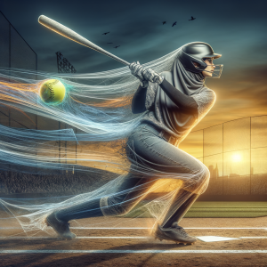 abstract visualization of a triumphant softball play