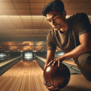 Bowling player concentrating on the lane