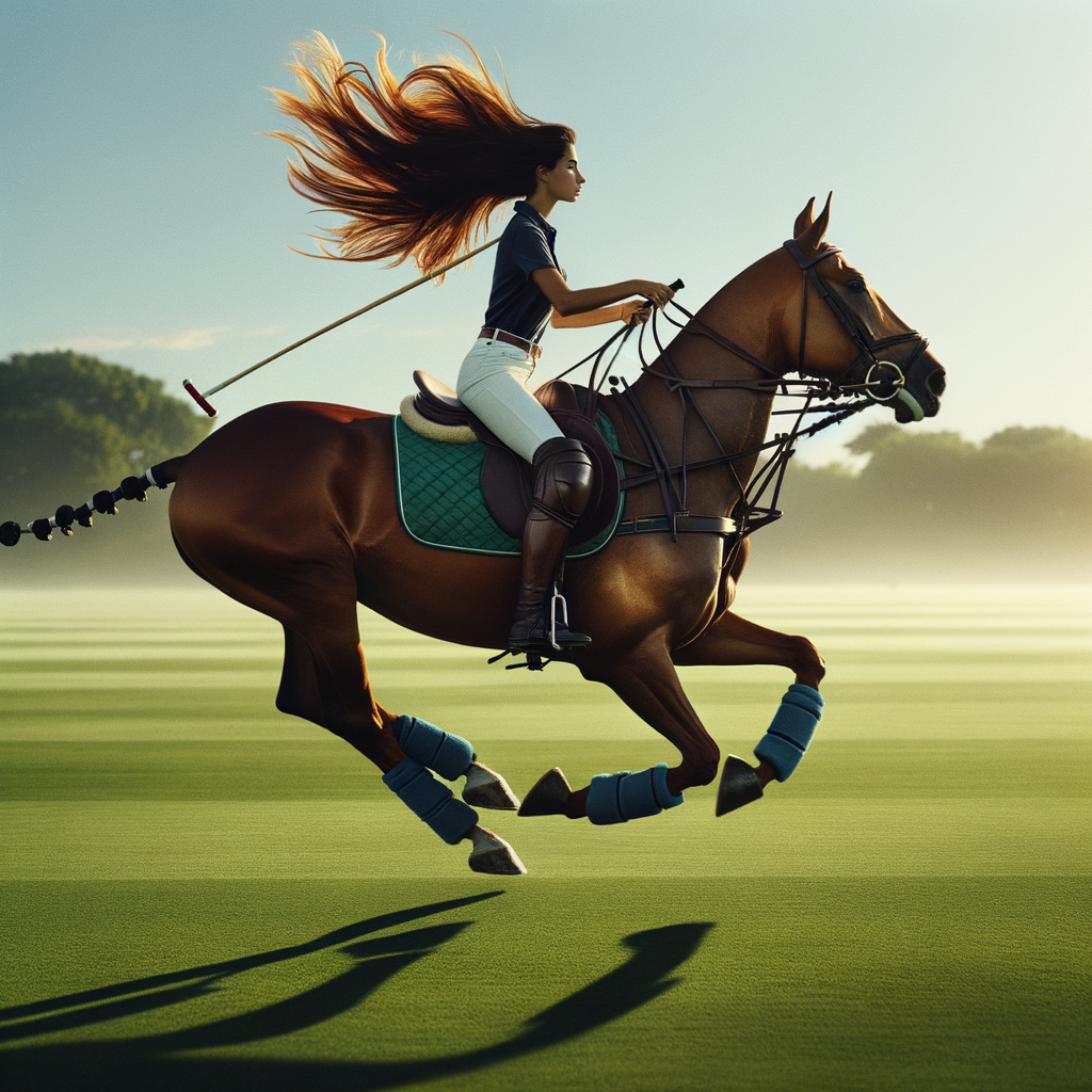 Polo player on horseback with harmonious motion