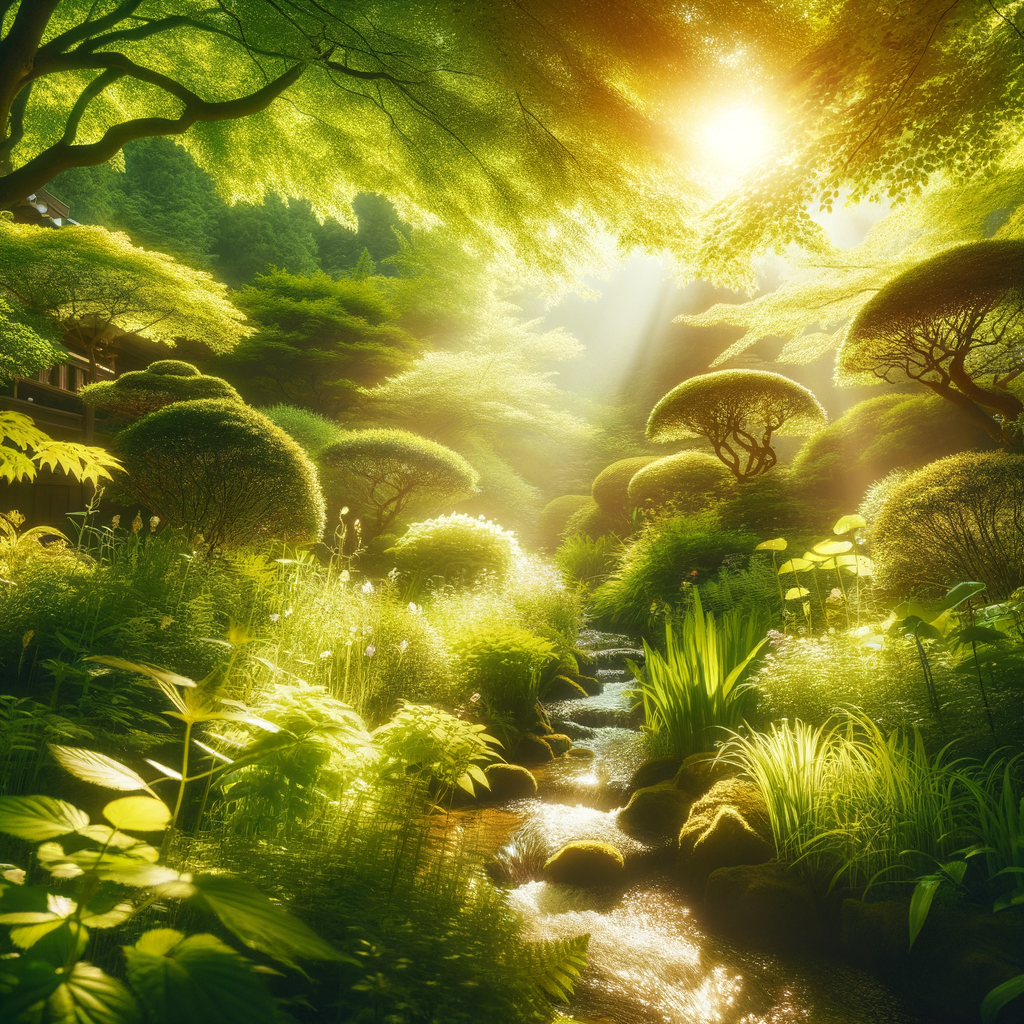 A peaceful garden for relaxation and skin renewal visualization