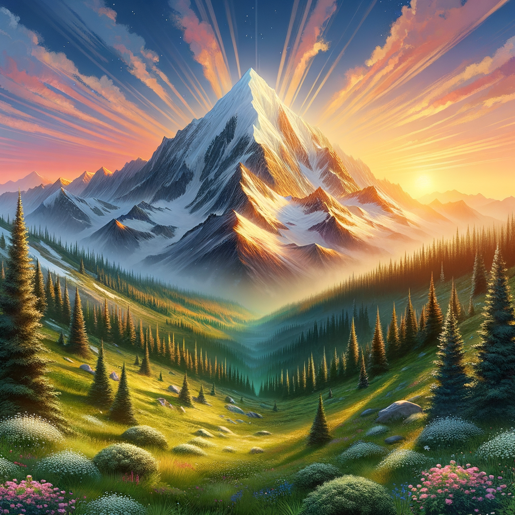 Illustration of a powerful mountain landscape embodying personal growth and motivation