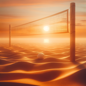 Volleyball court at sunset showcasing a serene and focused atmosphere