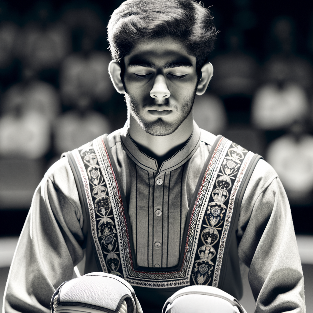 Young wrestler visualizing success before a match